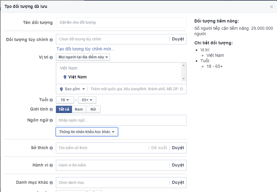Xác Định Đối Tượng Mục Tiêu – Hướng dẫn chạy quảng cáo facebook