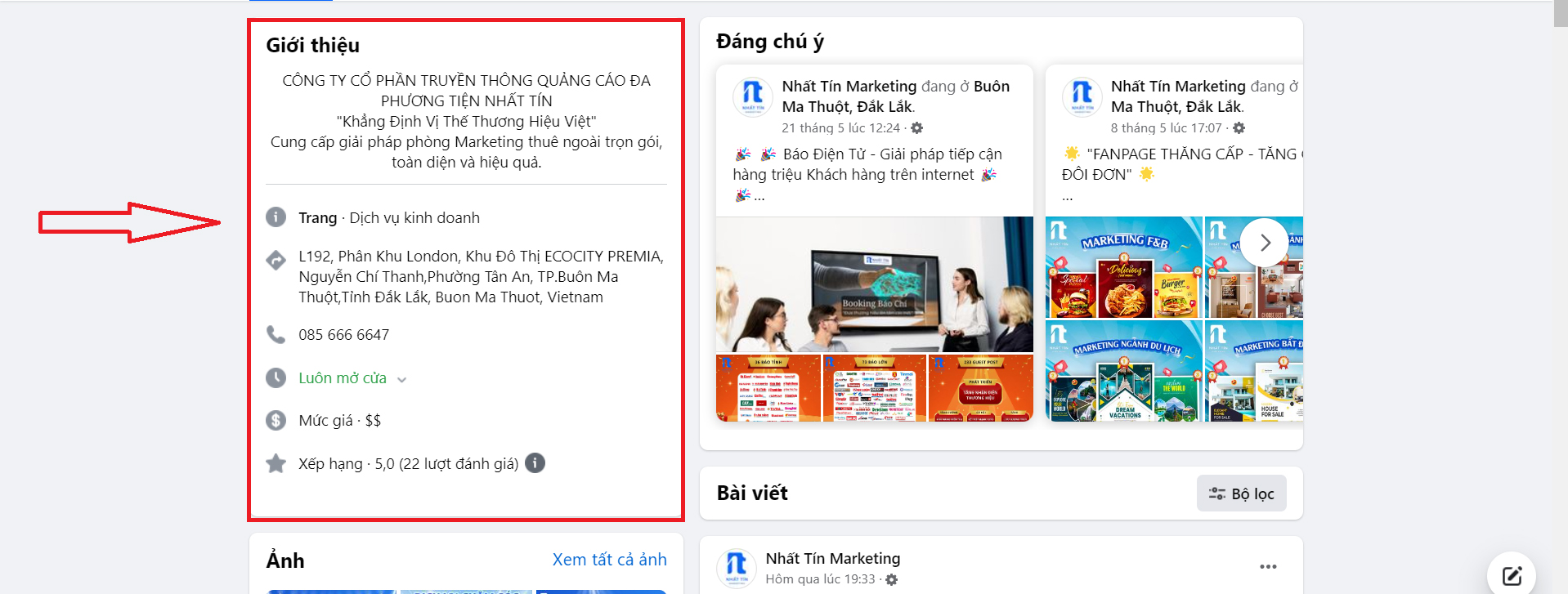 Tối ưu hoá fanpage phần giới thiệu - tối ưu fanpage chuẩn seo