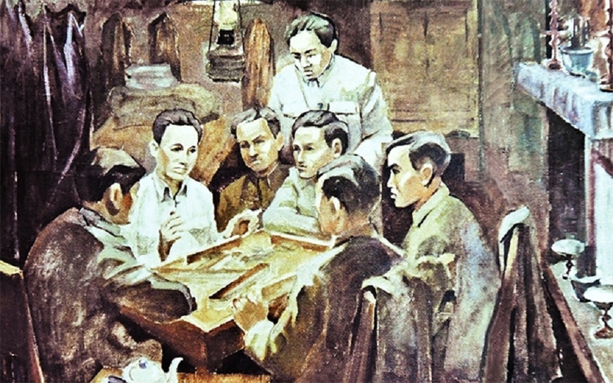 Tái hiện hình ảnh Hội nghị thành lập Đảng Cộng sản Việt Nam năm 1930. Ảnh: Nhân dân. 
